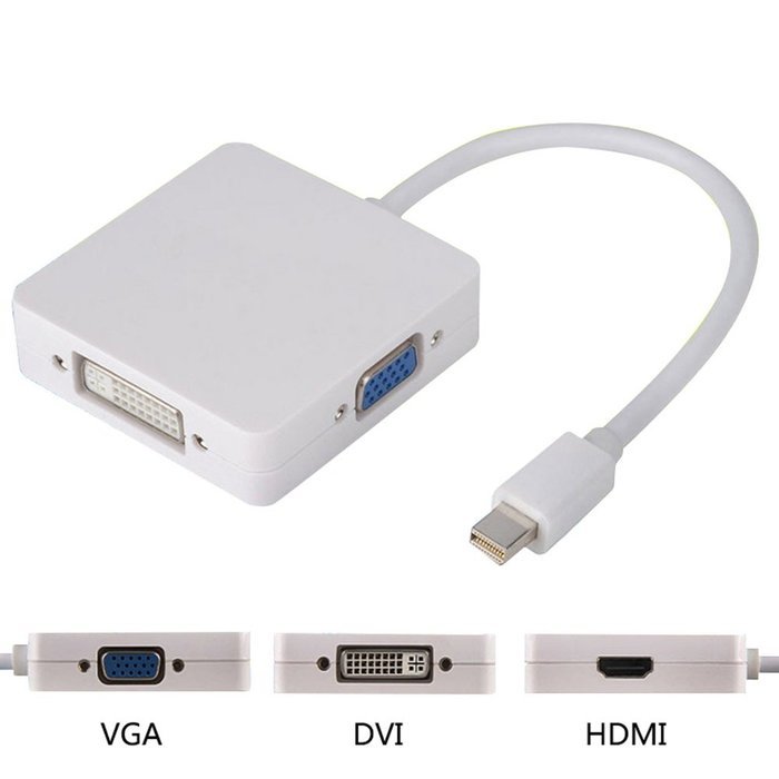 DOUBLETHREE 3 In 1 1080P Display Port DP to HDMI VGA DVI Adapter Converter Cable for MacBook N7