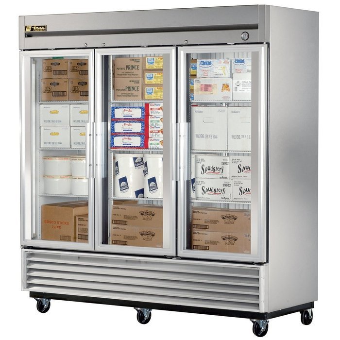 True T-72FG Reach In Freezer 78" 3 Section 3 Glass Doors