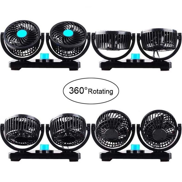 BeneU Double-headed Window Car Fan Cooler Vehicle 12V 360 Rotating Free Adjustment Dual Head Auto Powerful Quiet... N4