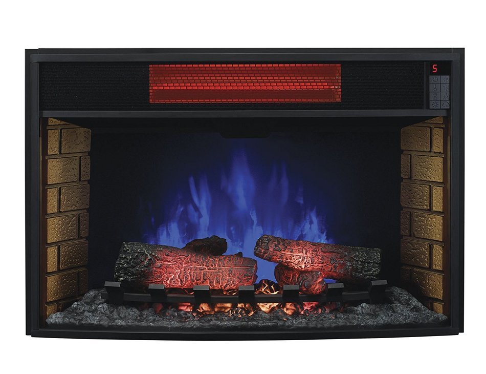 ClassicFlame 32II310GRA 32" Curved Infrared Quartz Fireplace Insert with Safer Plug
