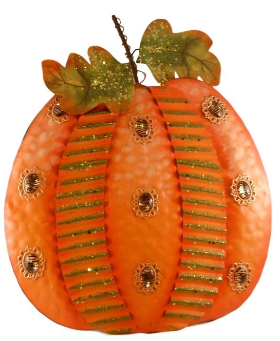 Glitter Jeweled Harvest Pumpkin Decoration - Stand Up - 14