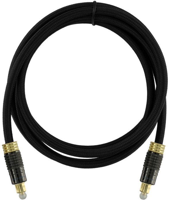 Black Squid TOSLINK Braided Fiber Optic JIS F05 Male to Male Audio Cable (6 Feet) N3