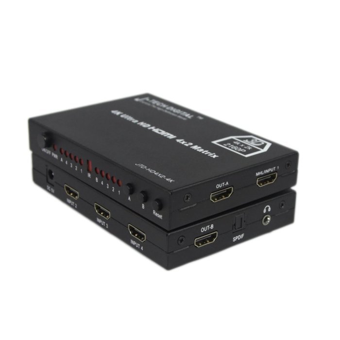 J-Tech Digital JTD-HD4X2-HIFI HDMI 4x2 Matrix Version 1.3 Certified for Full HD 1080p and Support 3D N13