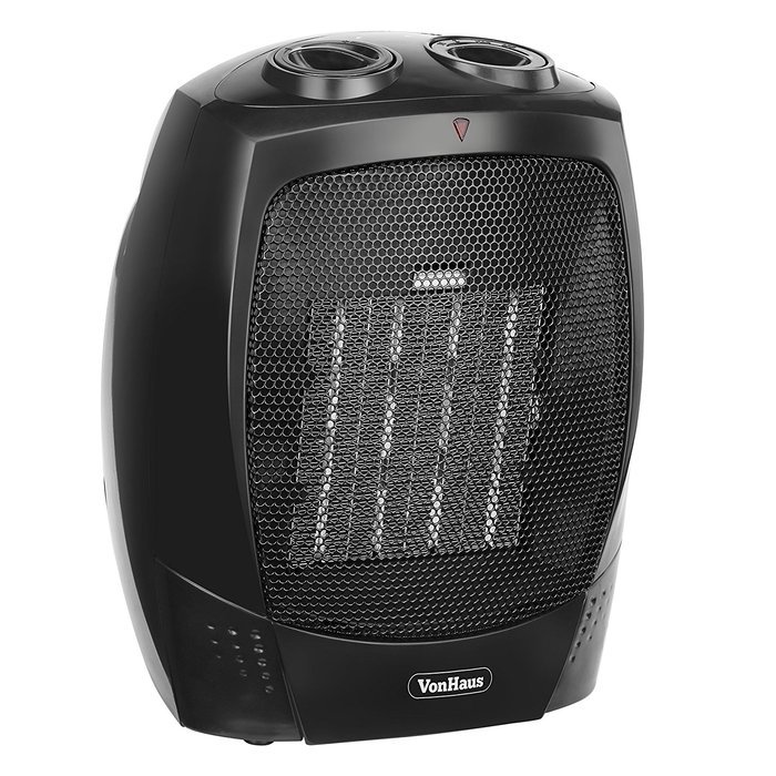 VonHaus 1500W Personal Ceramic Fan Heater with 2 Heat Settings, Cool Air Function & Adjustable Thermostat &ndash; Small... N5