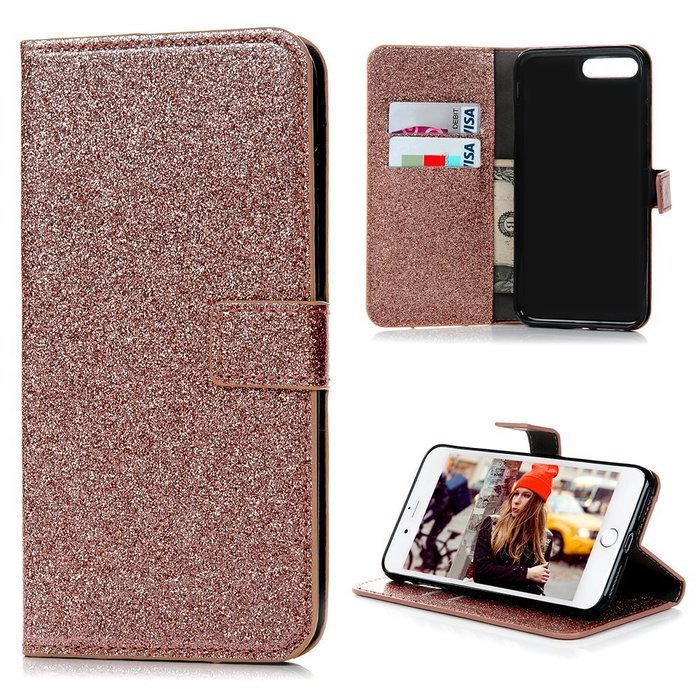 Badalink iPhone 7 Plus Wallet Case (5.5") Stand Flip Case Shiny Glitter PU Leather Case Shockproof Soft TPU Inner... N27