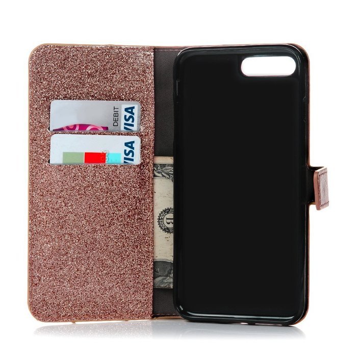 Badalink iPhone 7 Plus Wallet Case (5.5") Stand Flip Case Shiny Glitter PU Leather Case Shockproof Soft TPU Inner... N30