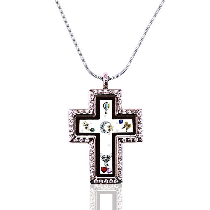 HotBuyKing TM: A Cross Locket With 5 Floating Charms
