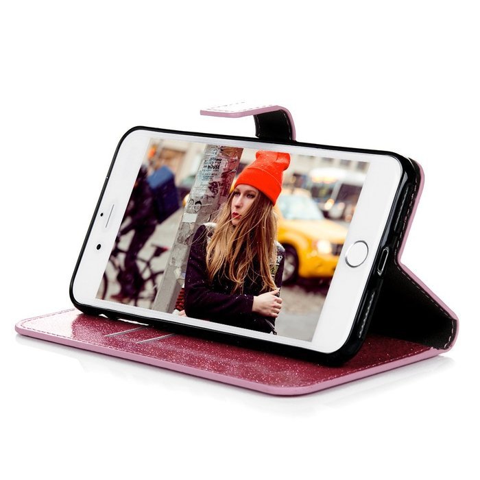 Badalink iPhone 7 Plus Wallet Case (5.5") Stand Flip Case Shiny Glitter PU Leather Case Shockproof Soft TPU Inner... N32