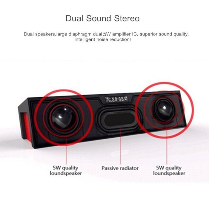 Portable Wireless Bluetooth Stereo Speaker with 2 X 5W Speaker Enhanced Bass Resonator, FM Radio, Built-in Mic... N12