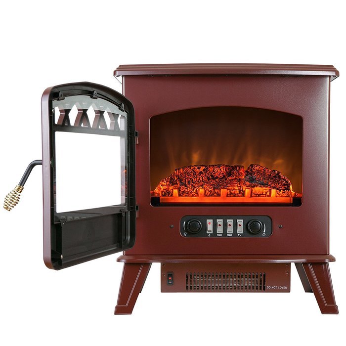 Golden Vantage 20" 1500W Adjustable 5200 BTU Freestanding 2-Setting Portable Tempered Glass Electric Fireplace... N2