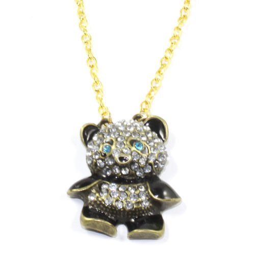 Fashion Vintage Rhinestone Women Girl Panda Sweater Necklace Pendant Chain Gift N3