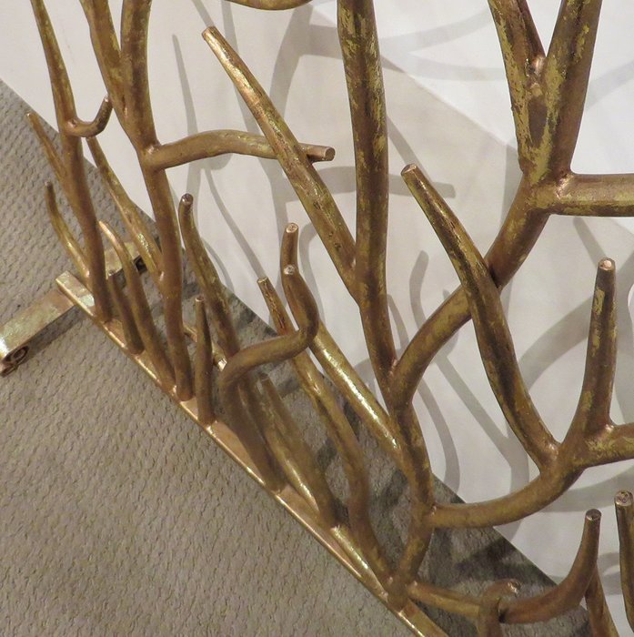 Gold Twig Branch Iron Firescreen | Open Tree Metal Fireplace Screen N4