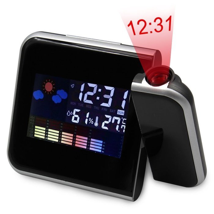 Rotating Projection Electronic Alarm Clock with Night Light,Colorful Background ,Snooze,Sleep Timer, Battery Backup... N9