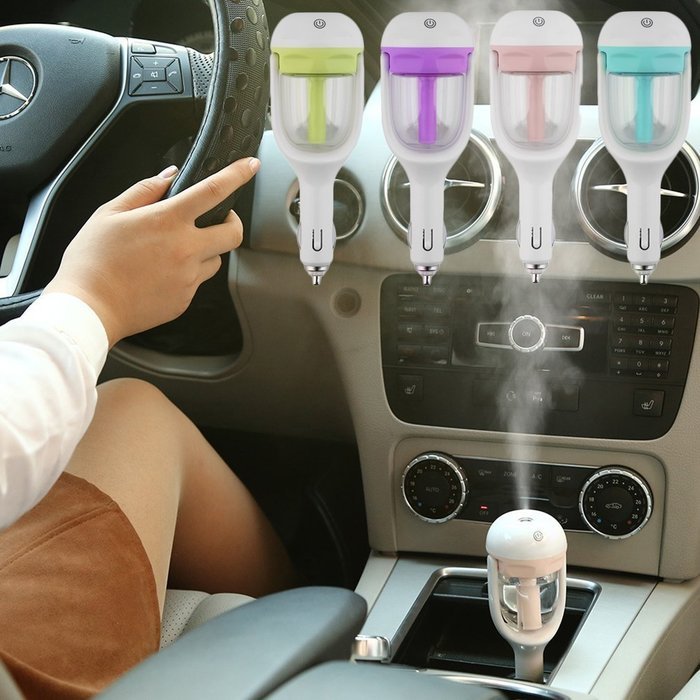 ICOCO Nanum Portable Auto Mini Humidifier Air Purifier Diffuser Freshener for Car Travel (Pink) N17