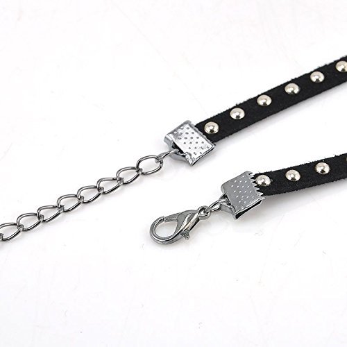 new women Round Rivet leather Punk Choker Gothic Stylish Bracelet Necklace black N3
