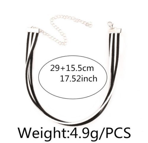 Fashion Velvet Trend Western Black and white stripes Multilayer Choker Necklace N2