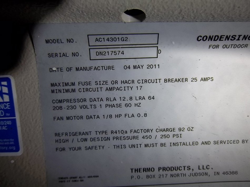 Thermo Pride New AC Condenser AC14301G2 ACC-6772 N2