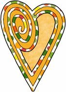 LOVE HEARTS Green Orange And Yellow Polka Dots CLIPART