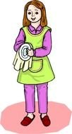 Girl Wash Dishes Clip Art drawing