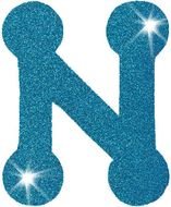 Glitter Letter N on a white background