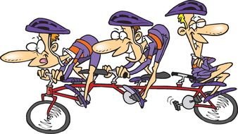 Cartoon funny teamwork on the becycle clipart