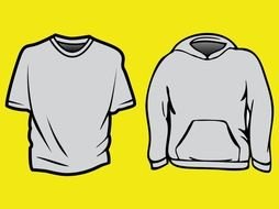 Clip art of t-shirt and sweatshirt