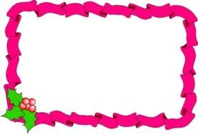 painted pink ribbon frame with christmas holly