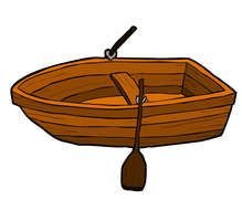 wooden boat with oars as a graphic image
