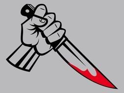 painted a bloody knife in hand
