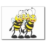 Happy Bee Family Having Fun Together Postcards