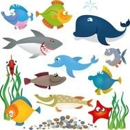 Etiquetas Animales Peces Vacaciones Vectores