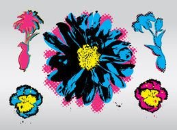 flowers of different shapes on a white background
