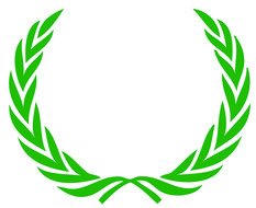 drawn bright green wreath on a white background