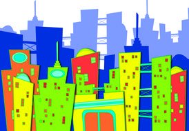 City Skyline Clip Art drawing
