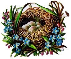 Vintage Bird Nest Clip Art N2