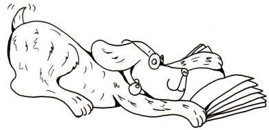 Reading Books dog Clip Art drawing