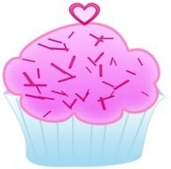 pink cupcake with a heart on a black background