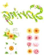 set of spring flowers, drawing, Clip Art