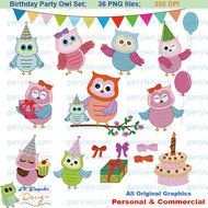 Birthday Owl Clip Art N2