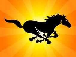 Black Horse Running Logo drawing