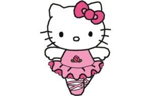 kitty in a pink dress on a black background