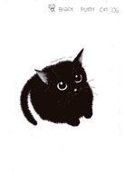 Black and white drawing of the cat, kitten