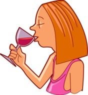 cartoon drinking woman