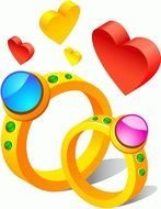 gold rings with stones and hearts