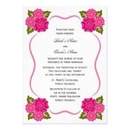 Classy Pink Floral Border Wedding Invitation From Zazzlecom