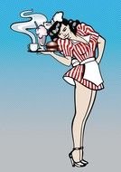 Cartoon sexy vintage Waitress