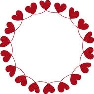 red Hearts, round Border
