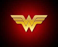 Wonder Woman, golden Logo at red background