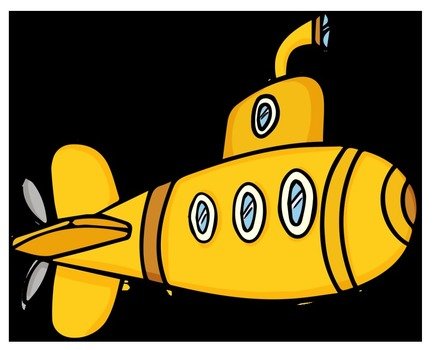 yellow submarine on a black background