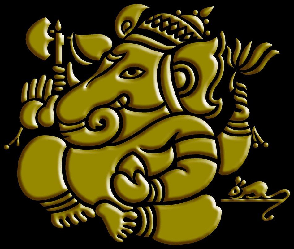 drawing of a sacred elephant on a black background